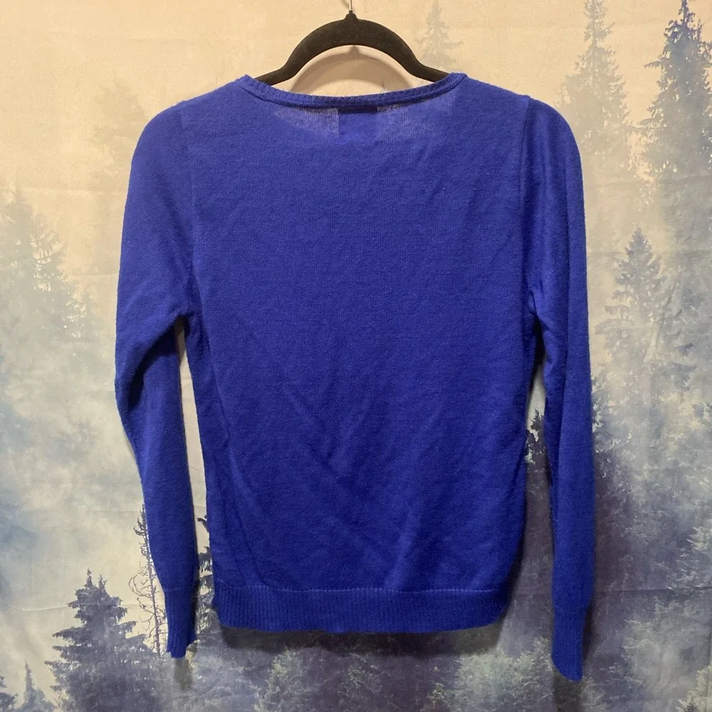Boston Terrier Crewneck Sweater Womens S Blue Preppy Dog Lightweight Animals